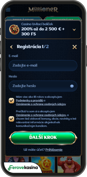 postup registrácie v millioner
