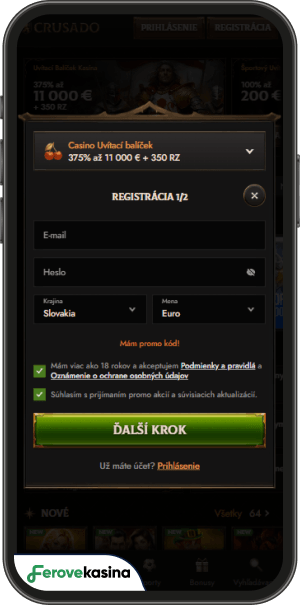 postup registrácie v crusado